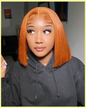 Ginger Bob Black Women, Ginger Bob Wig, Orange Lace Front Wig, Ginger Bob, Quick Weave Bob, Straight Bob Wig, Short Straight Bob, Wig Ideas, Hair For Women