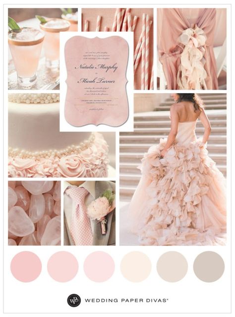 Blush Color Palette Wedding, Rose Gold Wedding Inspiration, Rose Wedding Theme, Bouquet Pastel, Rose Quartz Wedding, Rose Gold Wedding Decor, Rose Gold Wedding Cakes, Wedding Reception Music, Wedding Color Scheme