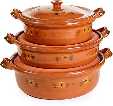 AmazonSmile: Ancient Cookware® Mexican Flat Clay Cazuela, 4 qt: Home & Kitchen Mexican Cookware, Mexican Kitchens, Induction Cookware, Prickly Pear Cactus, Induction Cooktop, Change Is Good, Facade House, Room Inspiration Bedroom, Hot Pot