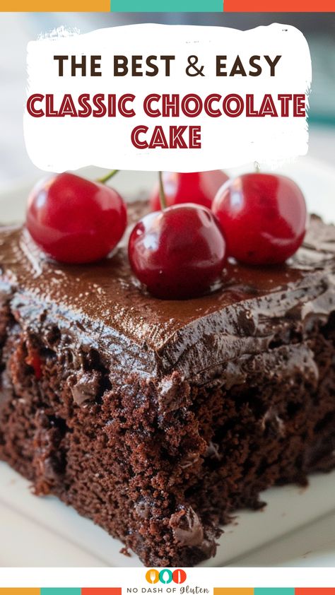 Classic Chocolate Cake Chocolate Cherry Almond Cake, Chocolate Cake With Cherry Pie Filling, Classic Chocolate Cake Recipe, Classic Chocolate Cake, Gluten Free Holiday Recipes, Best Gluten Free Bread, Joy Of Baking, Chocolate Cherry Cake, Best Party Food