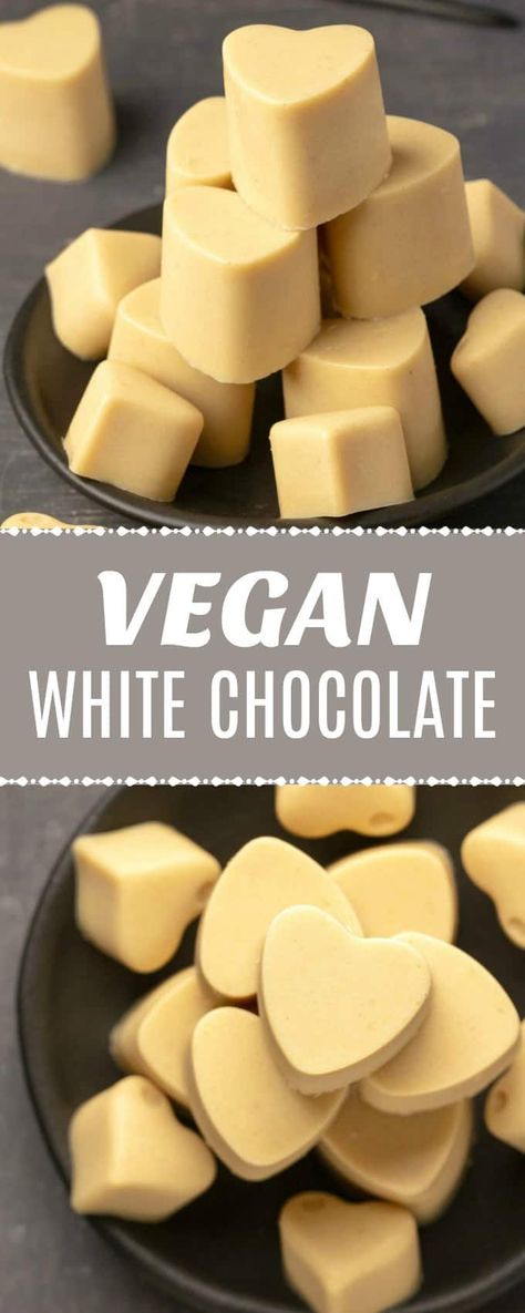 This vegan white chocolate is so smooth and creamy you'll totally fall in love with it. With only 6-ingredients it's also a breeze to make. #vegan #dairyfree | lovingitvegan.com Ella Vegan, Deserturi Raw Vegan, Dairy Free Recipes Easy, Vegan Chocolate Recipes, White Chocolate Recipes, Vegan White Chocolate, Vegan Candies, Chocolate Blanco, Vegan Dessert Recipes