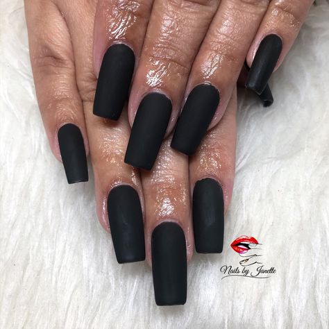 GelX square black matte Matte Black Nails, Tapered Square Nails, Matte Nails, Black Square, Square Nails, Black Nails, Mani Pedi, Matte Black, Pretty Nails