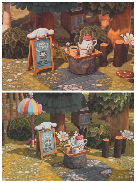 Acnh Small Area Ideas Forest, Acnh Moodboard, Acnh 2023, Acnh Cottagecore, Yellow Mushroom, Outdoor Bath, Acnh Ideas, Acnh Inspo, New Animal Crossing