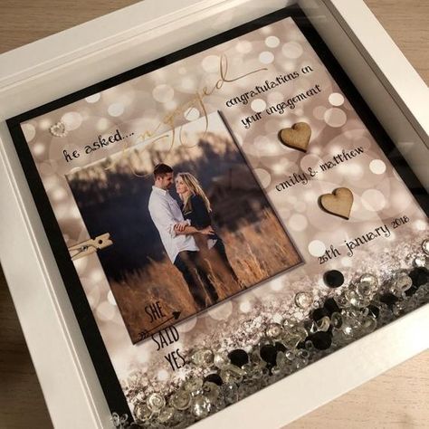 Engagement Shadow Box, Diy Engagement Gifts, Engagement Frame, Diy Birthday Gifts For Him, Engagement Present, Diy Anniversary, Engagement Presents, Creative Gifts For Boyfriend, Gifts For Fiance