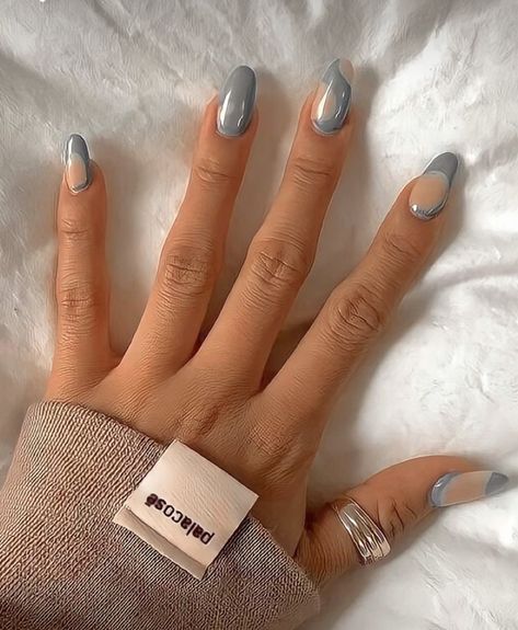 Acrylic Nails Aesthetic, Blue Nail Inspo, Aesthetic Grey, Brown Acrylic Nails, Wedding Nails French, Cute Nails For Fall, Nails Aesthetic, Wedding Nails For Bride, Blue Nail