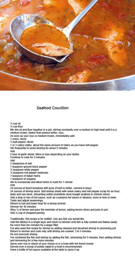 Fish Courtbouillion, Seafood Couvillion, Catfish Couvillion Recipe, Couvillion Recipe, Shrimp Soups, Catfish Courtbouillon Recipe, Courtbouillon Recipe, Seafood Stew Recipes, Creole Food