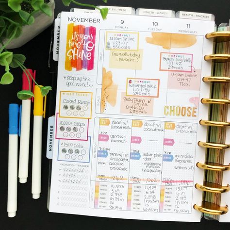 Happy Planner Fitness Layout Ideas, Happy Planner Wellness, Happy Planner Fitness, Planner Layout Ideas, Fitness Happy Planner, Planner Fitness, Wellness Planner, Health Tracker, Planning Inspiration