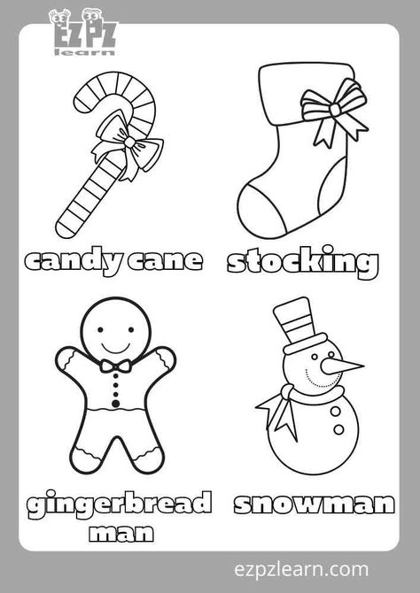 More fun with your teaching with Free Free Printable Coloring Pages Worksheet topic Christmas : Candy Cane, Stocking, Gingerbread man, Snowman worksheets for ESL teachers using for kindergarten, preschool and so on you can either download or print directly from our website. Christmas For Kids, Coloring Pages Christmas, Christmas Coloring Page, Kids English, Esl Teachers, Kids Candy, Christmas Coloring, Christmas Coloring Pages, Free Printable Coloring