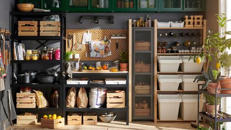 Resourceful storage room in a pantry - IKEA Ikea Pantry, Gear Room, Dream Dining Room, Ikea Ivar, Pantry Wall, Food Storage Organization, Ikea Home, Kitchen Utilities, Ikea Family