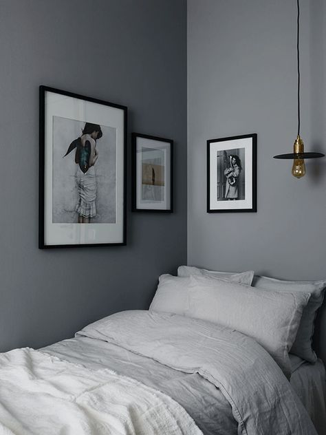 An-Inviting-Interior-with-a-Classic-palette-and-a-Sophisticated-Look-10 Simple Bed Designs, Grey Room, Bedroom Renovation, Grey Bedroom, Simple Bed, Room Deco, Gray Bedroom, Bedroom Paint