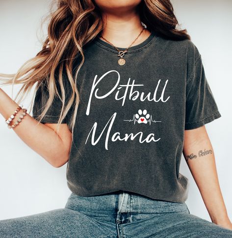 Pitbull Mama T-Shirt, Dog Mom Tee, Cute Animal Dog Lover Shirt, Pitbull Mother Gifts, Bully Breed Mothers Day Gift Welcome to my store! I will help you to have a good shopping experience as much as I can. If you have any request (design customization, more size and color options) please feel free to message me. I will reply as soon as possible. I have listed some information to help you below:  HOW TO ORDER  * Please, Check and Review all Photos. * Select Your T-Shirt Color from drop down menus. Dog Grandma, Pitbull Shirts, Bulldog Mom, Papa Shirts, Bulldog Shirt, Pitbull Mom, Mama T Shirt, Cute Graphic Tees, Grandma Shirts