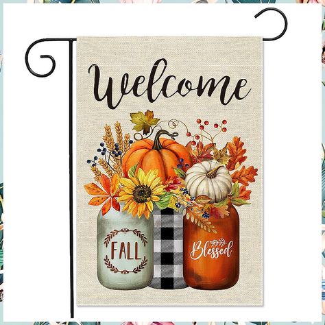 YMYIELD Welcome Fall Garden Flag 12.5 x 18 inch Double Sided Blessed Home Decorative, Autumn Rustic Farmhouse Yard Holiday Outdoor Decor Farmhouse Yard Decor, Holiday Outdoor Decor, Farmhouse Yard, Fall Garden Decor, Fall Flags, Pumpkin Garden, Fall Garden Flag, American Garden, Outside Decorations