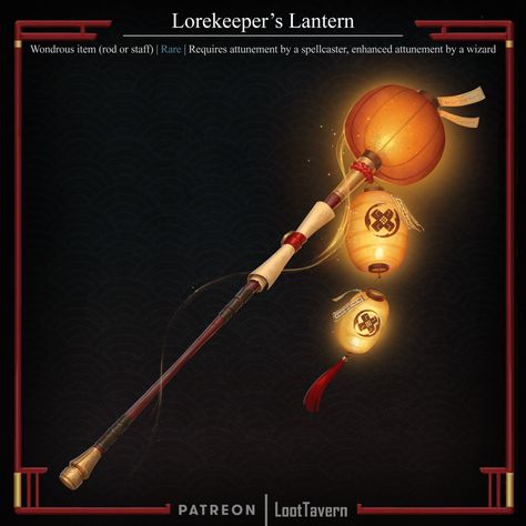 Lantern Staff, Dnd Magic, Artifact Art, Dnd Classes, D D Items, Dnd 5e Homebrew, Dnd Dragons, The Lantern, Nine Tailed Fox