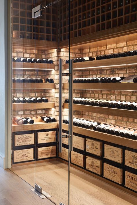 Super Chic & Stylish Wine Cellar, Wine Storage and Wine Room Ideas | Livingetc Wine Room Ideas, Wine Crate Storage, Storage Walls, Cellar Inspiration, Wine Cellar Inspiration, Wine Room Design, Blakes London, Wine Cellar Basement, Glass Wine Cellar