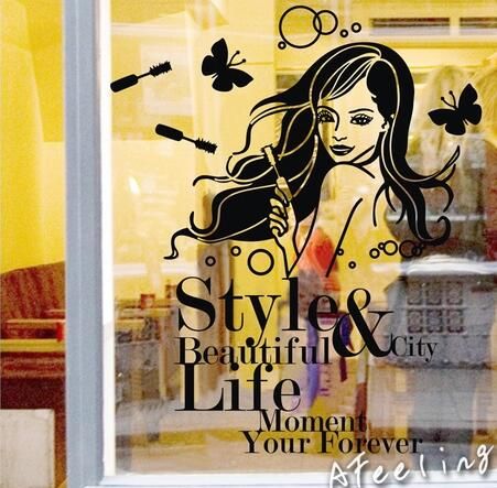 Men Salon, Glass Wall Design, Holiday Homework, Glass Background, Door Poster, Cosmetics Store, Beauty Salon Decor, Makeup Girl, Shop Fronts