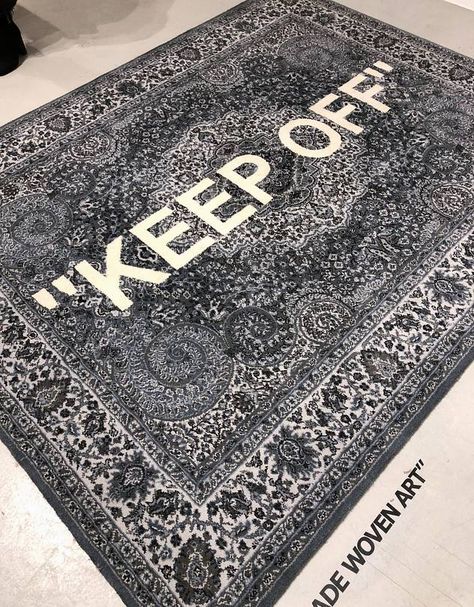 Keep Off Rug Bedroom, Streetwear Rug, Keep Off Rug, Hypebeast Rug Ideas, Custom Rugs Words, Rugs Aesthetic, Rugs In Bedroom, Aesthetic Rugs, Hypebeast Rug Off White