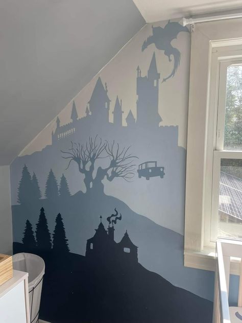 Harry Potter Wall Mural, Harry Potter Mural, Harry Potter Bathroom, Stile Harry Potter, Harry Potter Painting, Harry Potter Nursery, Harry Potter Room Decor, Harry Potter Wall, Harry Potter Bedroom