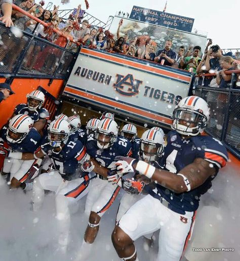 Auburn takes the field!   #WarEagle #AuburnFootball    #NCAA #CollegeFootball  For Great Sports Stories, Funny Audio Podcasts, and Football Rules Tutorial RollTideWarEagle.com Auburn Ideas, Funny Audio, Football Rules, Auburn Tigers Football, Football Parties, Auburn Football, College Football Teams, Go Big Blue, Auburn University