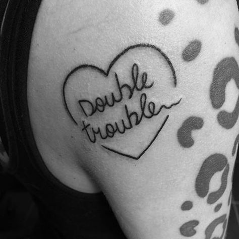 Lindsey Double Trouble Tattoo, Trouble Tattoo, Double Trouble, Print Tattoos, Tattoos And Piercings, Infinity Tattoo, Paw Print Tattoo, Paw Print, Tattoo Quotes