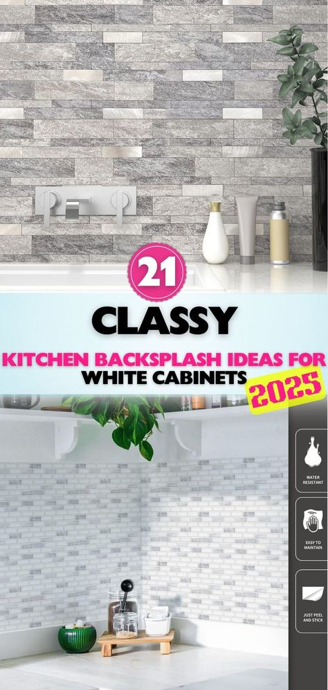 Explore creative and versatile backsplash ideas for white cabinet kitchens. Transform your cooking space with eye-catching textures and dynamic styles. Kitchen Counter And Backsplash Ideas, Backsplash Ideas For Kitchen, Kitchen Sink Backsplash, Backsplash Ideas For White Cabinets, Kitchen Backsplash With White Cabinets, Best Kitchen Backsplash, Backsplash Kitchen White Cabinets, Backsplash For White Cabinets, Classy Kitchen