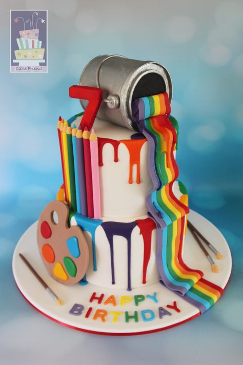 Art Party Cake Art Party Birthday Cake, Craft Themed Birthday Cake, Art Theme Birthday Cake, Birthday Cake Art Theme, Painting Themed Cake, Art And Craft Theme Cake, Art Theme Cake, Artist Theme Cake, Art Themed Birthday Cake