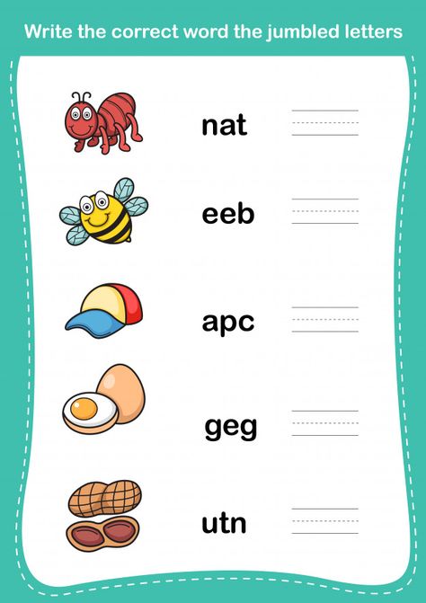 Write the correct word the jumbled lette... | Premium Vector #Freepik #vector Jumbled Words, 3 Letter Words, English Grammar For Kids, Kindergarten Phonics Worksheets, Three Letter Words, Grammar For Kids, Kindergarten Reading Worksheets, Alphabet Worksheets Preschool, Learning English For Kids