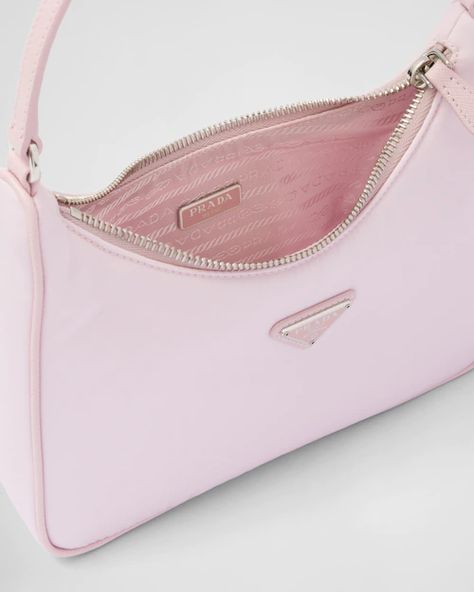 Pink Prada Purse, Pink Prada Bag, Prada Hobo Bag, Pink Prada, Prada Re Edition 2005, Mini Hobo Bag, Prada Purses, Plastic Trash, Prada Re Edition