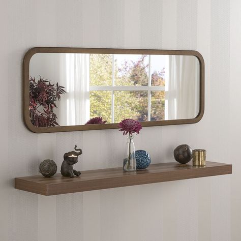 Vogue Decor, Modern Mirror Design, Horizontal Mirrors, Spiegel Design, Hallway Mirror, Mirror Inspiration, Wooden Mirror, Estantes Flotantes, Living Room Mirrors