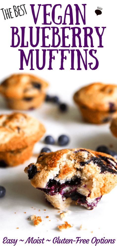 Muffins Chocolate Chip, Vegan Blueberry Muffins, Easy Blueberry Muffins, Vegan Baking Recipes, Vegan Muffins, Lemon Blueberry Muffins, Vegan Brunch, Vegan Blueberry, Protein Muffins