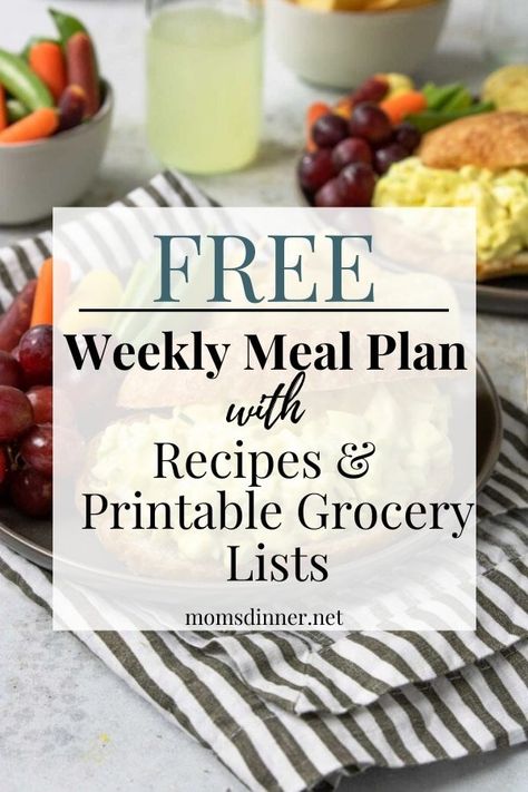 FREE meal plan that includes 5 dinner recipes and gives leftover re-do ideas. Also includes a free printable grocery list to help you shop for the week. Meal Planning Printable Grocery Lists, Free Printable Grocery List, Leftover Ideas, Meal Plan Printable, Free Weekly Meal Plan, Meal Planning Printable Weekly, Best Egg Salad Recipe, Printable Grocery List, Meal Plan Grocery List