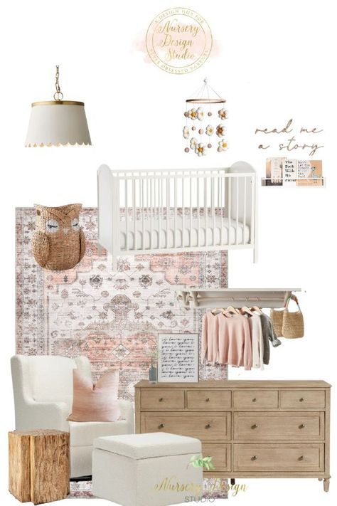 Portfolio - Nursery Design Studio Baby Girl Nursery Dresser, Birds Of Paradise Wallpaper, Tan Nursery, Nursery Decorating Ideas, Blush Nursery, Paradise Wallpaper, Small Nurseries, Baby Room Inspiration, Nursery Curtains