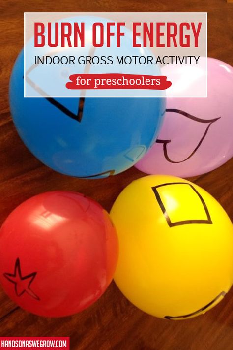 Saving this for our next day of stuck-inside playtime! Love this simple gross motor game for kids! Shapes Gross Motor Activities, Gross Motor Literacy Activities, Pre K Rainy Day Activities, Pre K Gross Motor Activities, Gross Motor Skills Activities For Preschoolers, Pre K Pe Games, Shapes Games For Kids, Gross Motor Games For Preschoolers, Preschool Pe