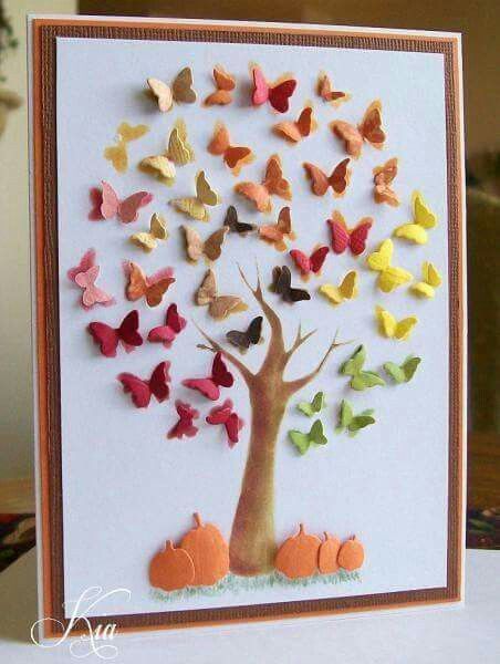 Craft Butterfly, Paper Butterfly Crafts, Diy Paper Butterfly, Butterfly Tree, Origami Butterfly, Paper Butterfly, Seni Origami, Butterfly Crafts, Butterfly Cards