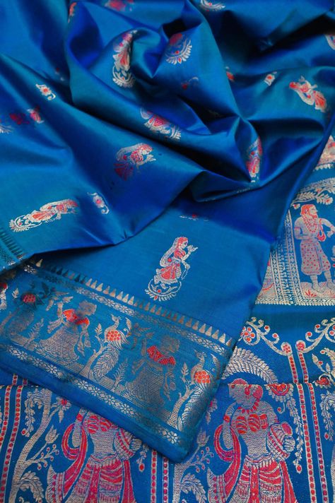 Buy Pure Baluchari Silk Saree Online | IndyVogue Baluchari Saree Silk, Baluchari Saree, How To Wash Silk, Saree Traditional, Resham Work, Blouse Measurement, Chocolate Brown Colour, Sarees Silk, Saree Silk