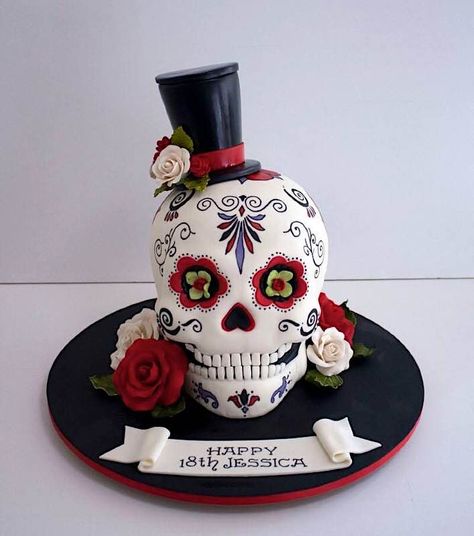 10 Drop Dead Gorgeous Cakes For Dia de los Muertos — Cake Wrecks Sugar Skull Birthday, Sugar Skull Cakes, Write Name On Cake, Day Of The Dead Cake, Halloween Torte, Birthday Cake Write Name, Cake Designs For Girl, Birthday Cake Writing, Butterfly Birthday Cakes