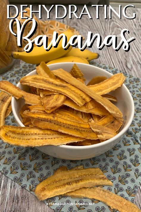 dried bananas in a white bowl. Dehydrated Bananas In Dehydrator, Dehydrating Bananas, Dehydrator Recipes Fruit, Dehydrated Bananas, Food Dehydration, Banana Snacks, Natural Snacks, Dried Bananas, Dehydrated Fruit