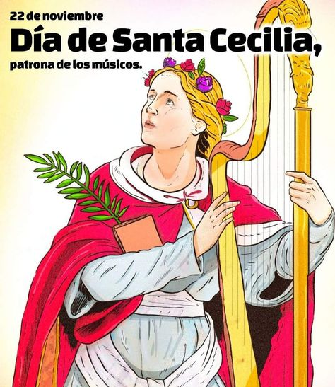 Hoy, 22 de noviembre, está de fiesta SANTA CECILIA, patrona de los músicos. Su espíritu sensible y apasionado por la música convirtió su nombre en símbolo de este arte. #EnVidaReal, #SantaCecilia, Santa Cecilia, Papa Francisco, Musical Instruments, Comic Books, Comic Book Cover, Wallpapers