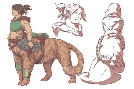 Cat Centaur Character Design, Cat Centaur, Tiger Centaur, Spirit Guardian, Random Cat, Fantasy Races, Mythical Creatures Art, Creature Concept Art, Mystical Creatures