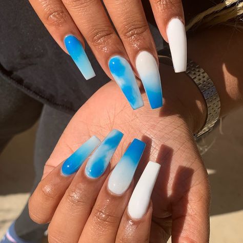 @nail.hause on Instagram: “☁️ A little design inspo from @_krylx 💕 @nailsupplyglamour glamour neon acrylic #8” Wedding Acrylic Nails, Nagellack Trends, Blue Acrylic Nails, Nail Swag, Summer Acrylic Nails, Coffin Nails Designs, Fire Nails, Matte Nails, Best Acrylic Nails