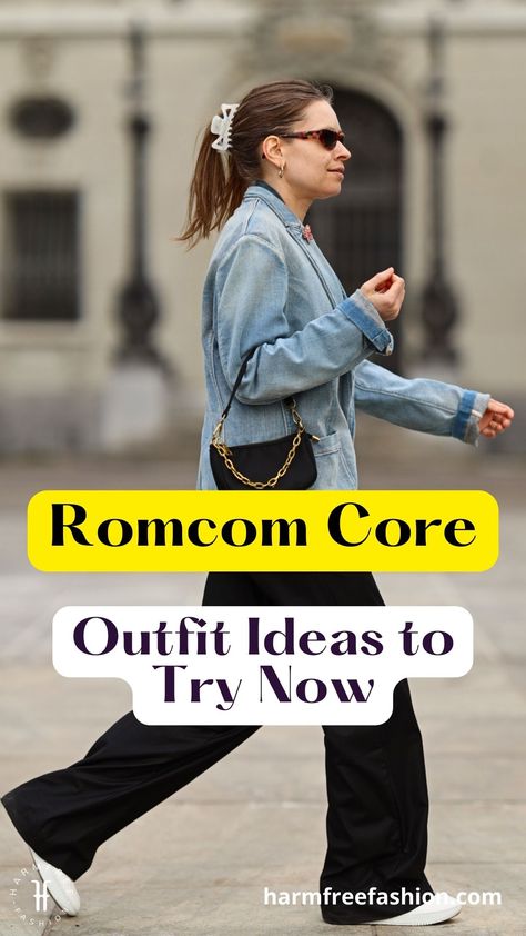 vegan fashion blogger harmfree fashion models how to style rom-com core fashion aesthetic street style fashion influencer outfit ideas Rom Com Aesthetic Outfits, Romcom Core Fashion, Romcom Core Outfits, Rom Com Outfits, Romcom Core, Layered Outfits Spring, Outfits 2000s Style, Outfits 2000s, University Outfit