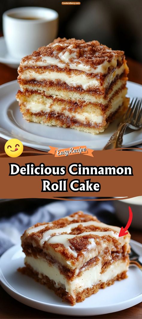 Delicious Cinnamon Roll Cake Banana Cinnamon Roll Cake, Cinnamon Roll Ooey Gooey Butter Cake, Cinnamon Roll Ring, Cinnamon Raisin Cake, Bundt Breakfast Cake, Cinnamon Roll Gooey Butter Cake, Cinnamon Roll Cake With Cream Cheese, Cinnamon Roll Bundt Cake Easy, Cake Mix Cinnamon Rolls Easy