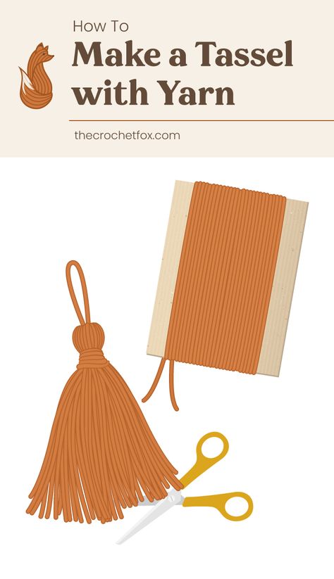 Add a little extra omph to your crochet projects by making and attaching tassels that are perfect for crochet bags, pillows and even blankets. Here's an easy step-by-step beginner tutorial on how to make tassels out of yarn.| More crochet tips and guides at thecrochetfox.com Make A Tassel With Yarn, Make Tassels, Make A Tassel, Magic Ring Crochet, Tassels Tutorials, How To Make Tassels, Crochet Tips, Diy Tassel, Your Crochet