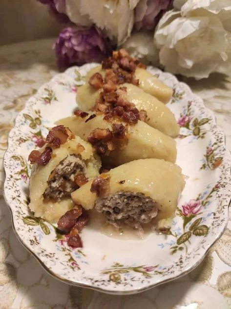 Polish Potato Dumplings, Polish Dumplings, Meat Dumplings, Potato Dumplings, Grated Potato, Polish Food, Ukrainian Recipes, Clarified Butter, Polish Recipes