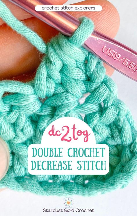 Double Crochet Decrease Stitch (Dc2tog) Tutorial Double Crochet Decrease Tutorials, Crochet Decrease Stitch, Gold Crochet, Double Crochet Decrease, Stitches Crochet, Crochet Decrease, Stitch Tutorial, Knit Picks, Crochet Stitches Tutorial