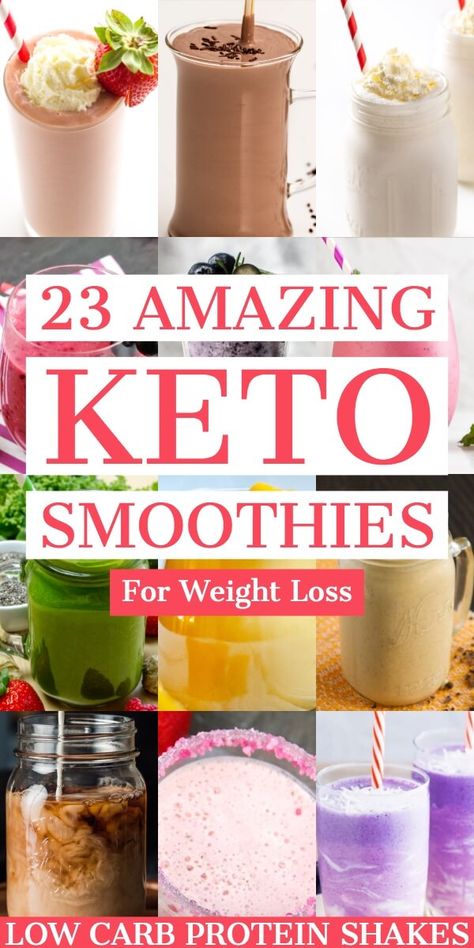 Keto Smoothies Recipes Low Carb Protein Shakes! Try one of these low carb keto smoothies for breakfast or lunch or dessert to stay in ketosis & stick to your weight loss goals! This covers all the best keto protein shakes with low carb peanut butter, cheesecake, chocolate, strawberry, blueberry, & avocado green! Keto smoothies make fabulous meal replacements for the ketogenic diet! Love the almond milk base & the bulletproof coffee that burns fat & gives you energy! #keto #ketorecipes #lowca... High Protein Smoothie Recipes, Low Carb Protein Shakes, Smoothies Vegan, Keto Smoothie, High Protein Smoothies, Keto Smoothie Recipes, Protein Smoothies, Protein Smoothie Recipes, Low Carb Protein