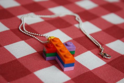 Lego Puzzle Cross Necklace handmade by Little Tin Goddess Creations   Jewellery jewelry handmade Upcycle Legos, Lego Cross, Lego Vbs, Lego Puzzle, Kingdom Builders, Lego Camp, Lego Jewelry, Lego Theme, Vbs Ideas