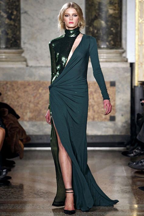 Emilio Pucci Fall 2011 | Milan Fashion Week | Page 5 | Fashion Gone Rogue Green Gowns, Sigrid Agren, High Heels Black, High Heels Boots, Club Ideas, Fantasy Fashion, Emilio Pucci, Colour Scheme, Long Dresses