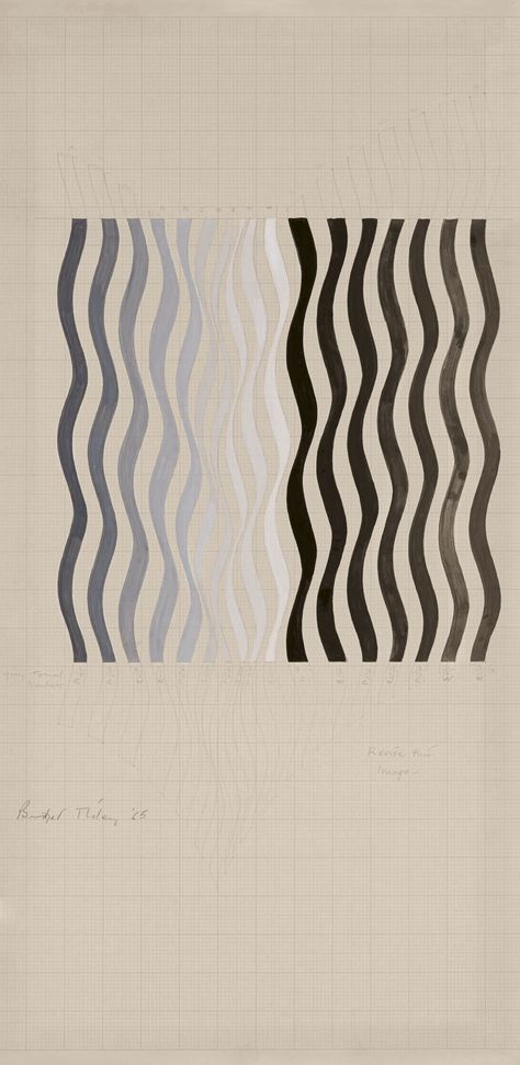 Bridget Riley Op Art, Rhythm Art, Women Artist, Bridget Riley, 60s Art, Black And White Painting, Graph Paper, Op Art, Color Textures