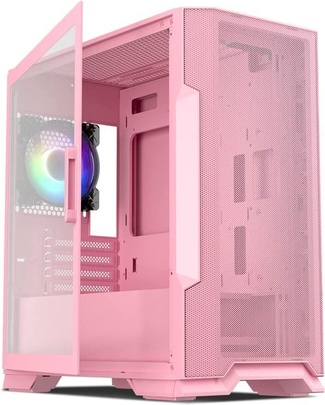 Pink Gaming Pc, Green Computing, All Pink, Door Opening, Mini Itx, Pc Case, Pink Frames, Pc Cases, Door Installation