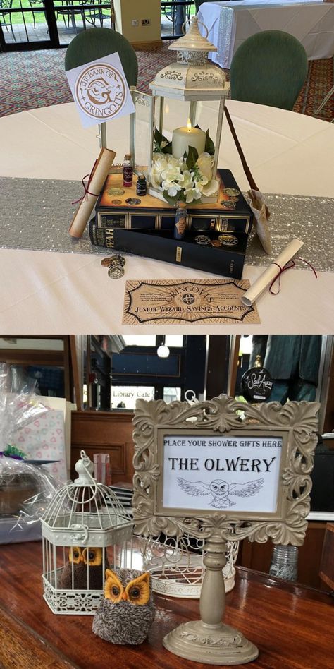 Hogwarts Wedding Ideas, Harry Potter Centerpiece Ideas, Harry Potter Shower Ideas, Literary Wedding Theme, Harry Potter Tea Party, Harry Potter Table, Harry Potter Shower, Harry Potter Bridal Shower, Harry Potter Party Decorations